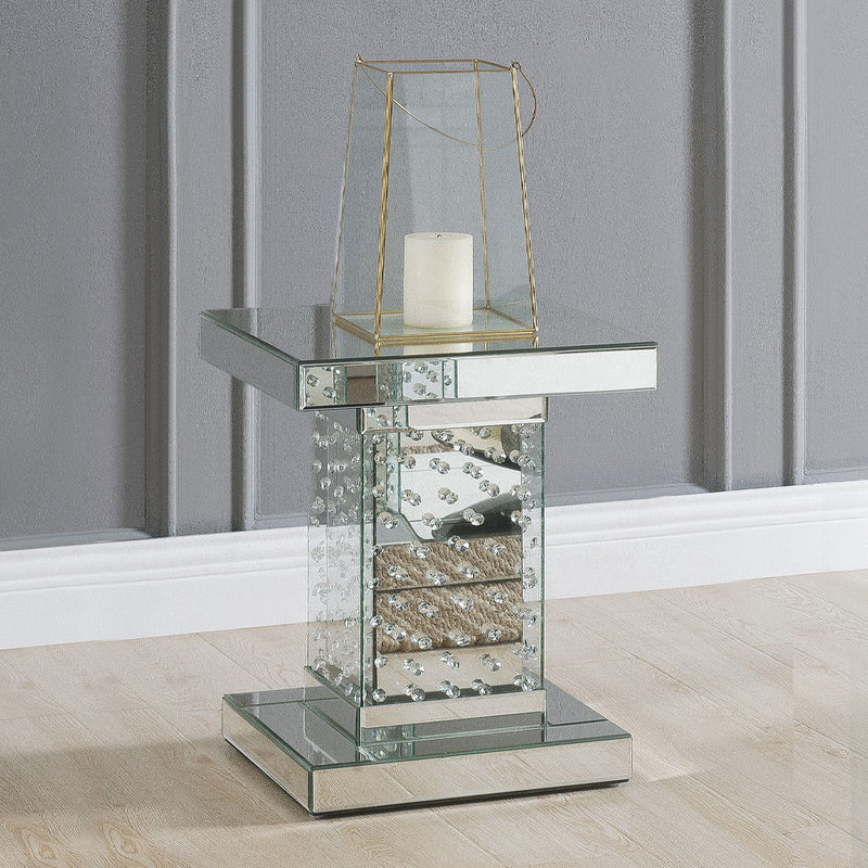 Nysa - 20" End Table - Mirrored & Faux Crystals - R&R Furniture Gallery (Fountain Valley, CA)