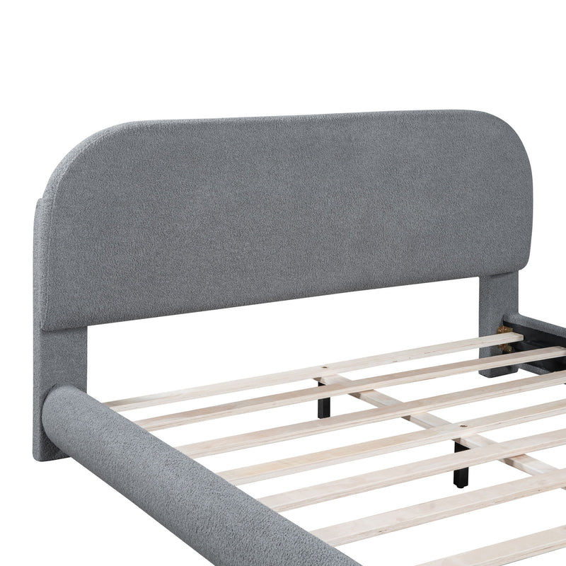 Upholstered Platform Bed With Thick Solid Frame And Stylish Curve-Shaped Design - R&R Furniture Gallery (Fountain Valley, CA)