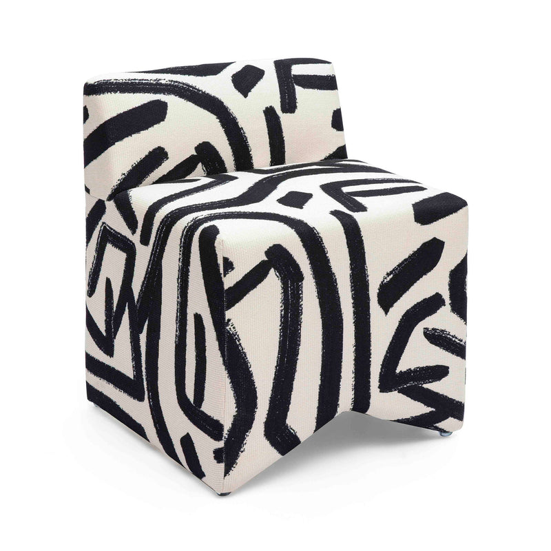 Pippa - Brushstroke Print Stool - Black / White - R&R Furniture Gallery (Fountain Valley, CA)