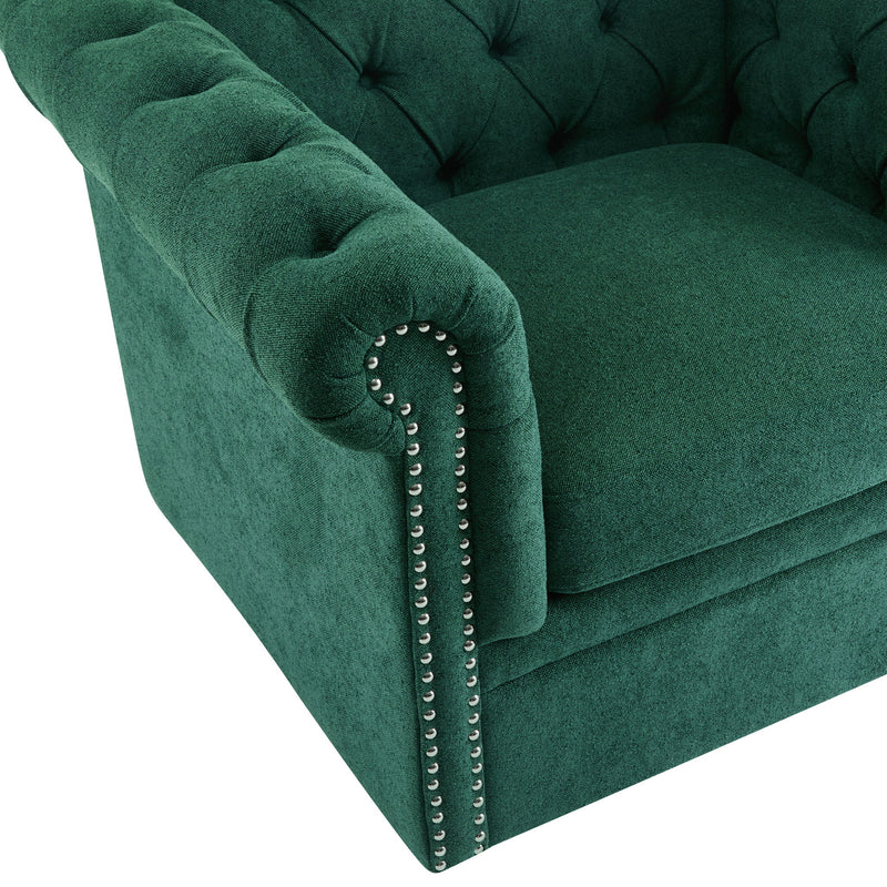 Chesterfield Style Swivel Club Chair With Button Tufted - R&R Furniture Gallery (Fountain Valley, CA)