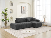 Urban Retreats Jessica lamb wool sectional sofa with chaise, stationary sectional with plush cushions and modern design.