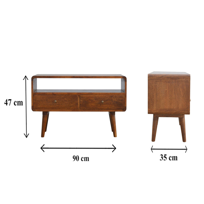 Solid Wood Curved Media Unit - R&R Furniture Gallery (Fountain Valley, CA)