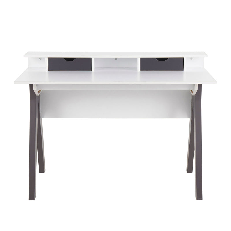 Lumi Source Wishbone contemporary lift top desk in gray and white with sleek modern design and spacious workspace.