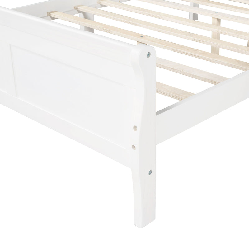 Platform Bed Frame Mattress Foundation Sleigh Bed With Headboard / Footboard / Wood Slat Suppor - R&R Furniture Gallery (Fountain Valley, CA)