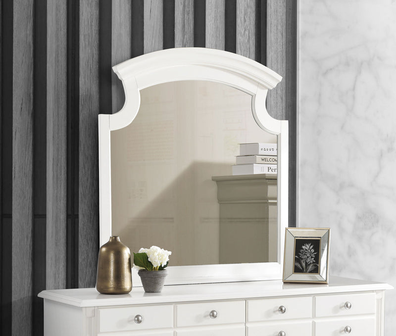Glory Furniture Summit mirror with a sleek, modern design, featuring a large rectangular reflective surface and stylish frame.