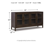 Dark brown Signature Design by Ashley dining room server with multiple drawers and cabinet doors for stylish storage.