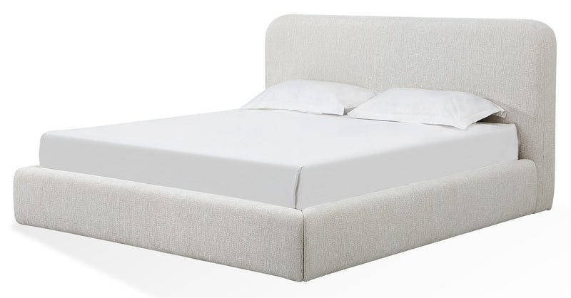 Elora Full-Size Upholstered Platform Bed in Whitewashed Chenille