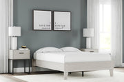 Signature Design by Ashley Socalle platform bed with a sleek wooden frame and modern headboard design.