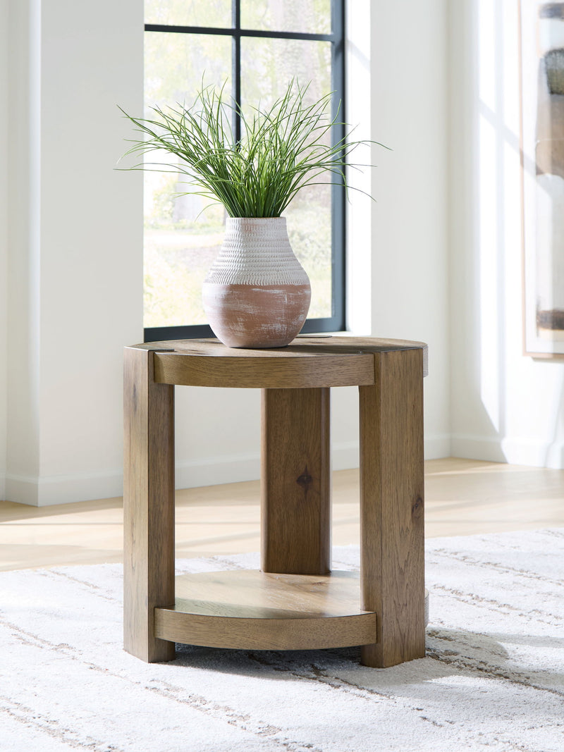 Flangren - Round End Table - Light Brown - R&R Furniture Gallery (Fountain Valley, CA)