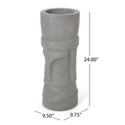 Stone gray Noble House classic flower planter made of magnesium oxide, showcasing a round shape with a smooth surface.