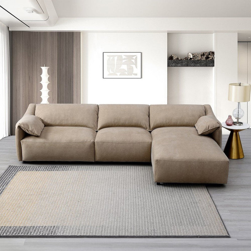 Veata - Sectional Sofa - Light Brown Suede - R&R Furniture Gallery (Fountain Valley, CA)