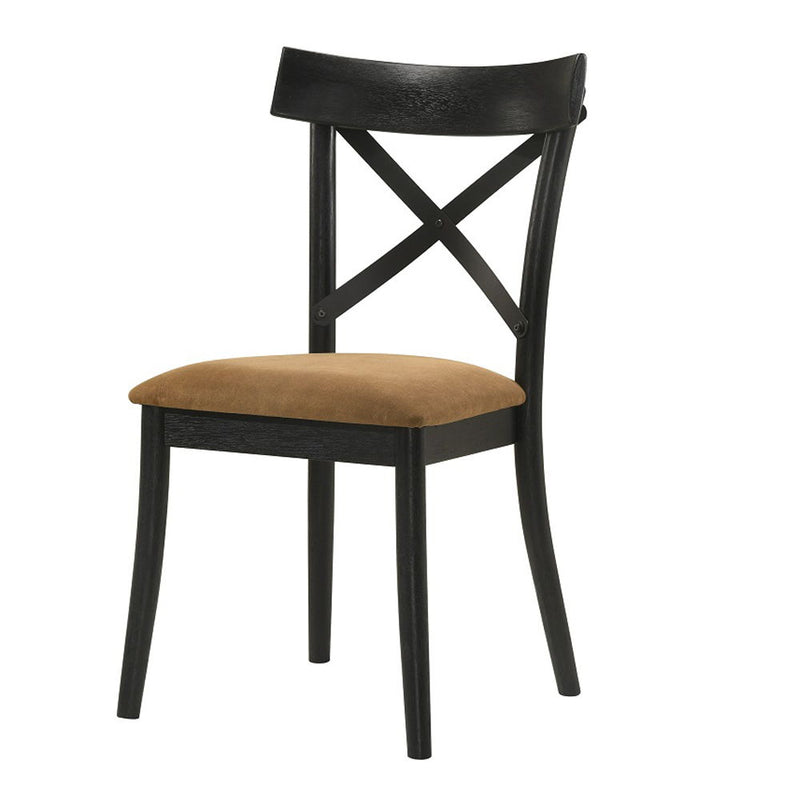 Hillary - Side Chair (Set of 2) - Brown Leather Aire, Walnut & Black - R&R Furniture Gallery (Fountain Valley, CA)
