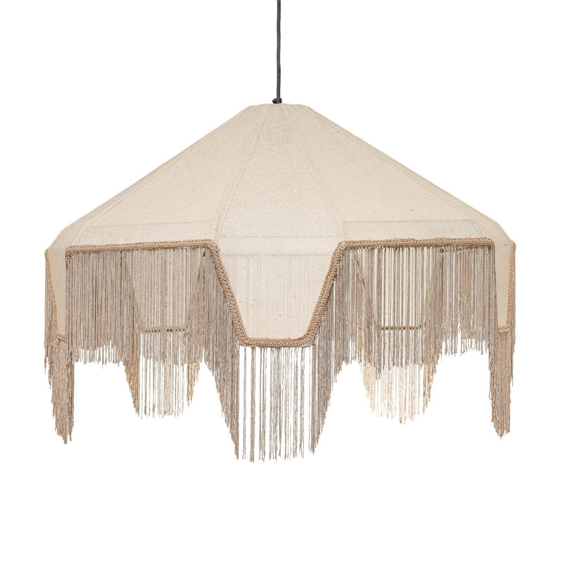 Buchanan - Fabric Fringed Angled Pendant Light - Natural - R&R Furniture Gallery (Fountain Valley, CA)