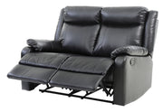 Glory Furniture reclining loveseat for two with plush cushions and armrests, perfect for comfortable seating in living rooms.