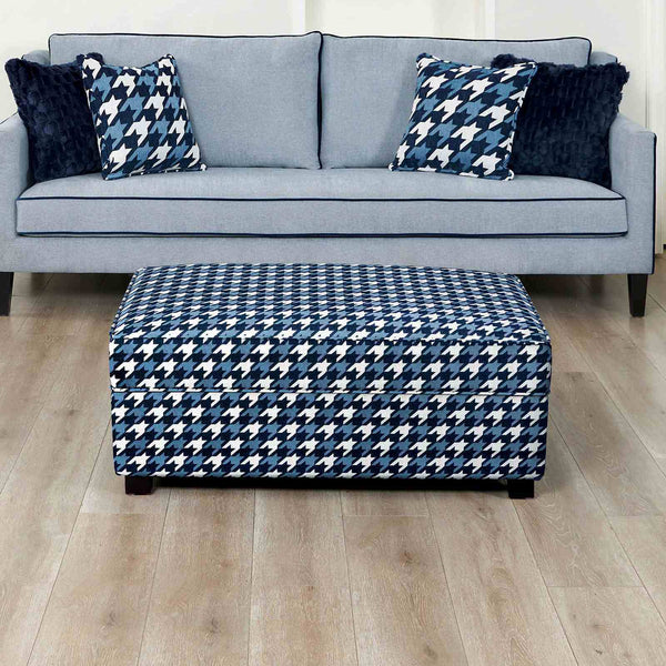 Ottoman, Gray/Blue - FM61111BL-OT-PT
