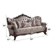 Benbek - Sofa With 5 Pillows - Fabric & Antique Oak - R&R Furniture Gallery (Fountain Valley, CA)