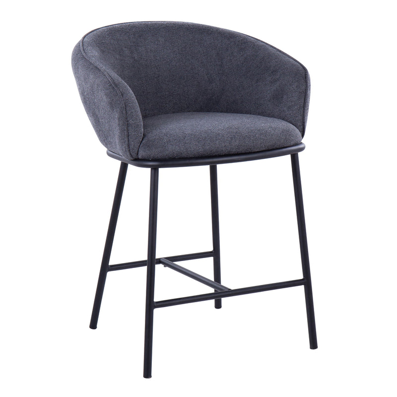 Pair of Lumi Source Ashland contemporary counter stools with wooden seats and metal legs, set of two.