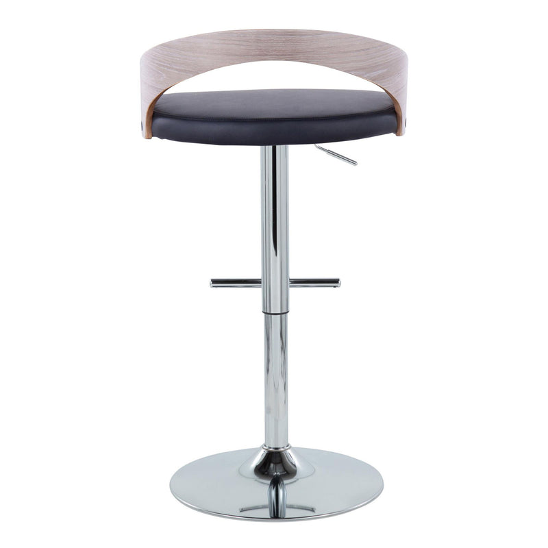 Grotto - Contemporary Adjustable Height Barstool With Swivel With Straight T Footrest (Set of 2) - Black