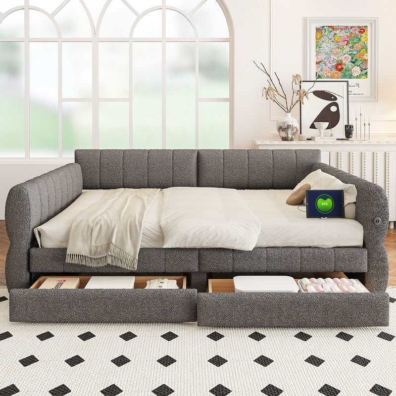 Upholstered Platform Bed With USB Charging - R&R Furniture Gallery (Fountain Valley, CA)