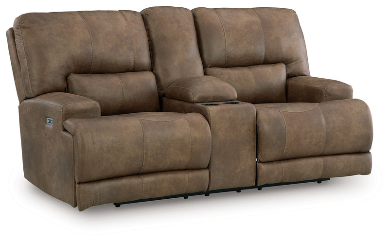 Beckley Place - Power Reclining Loveseat With Console / Adjustable Headrest - Earth - R&R Furniture Gallery (Fountain Valley, CA)