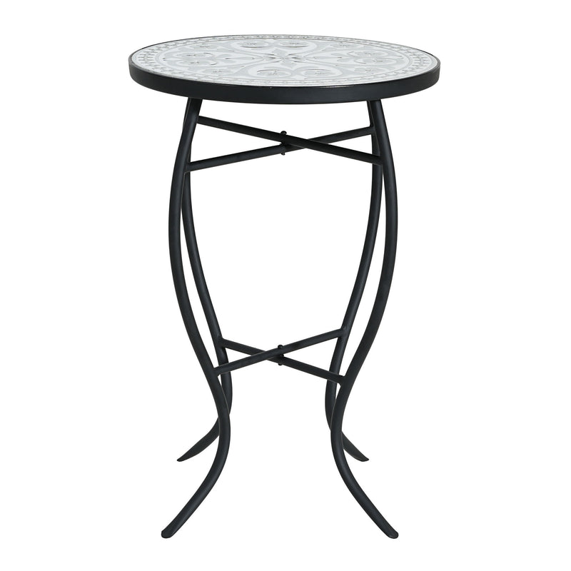 Outdoor Round Side Table With Mosaic Style Top And Curved Iron Legs - R&R Furniture Gallery (Fountain Valley, CA)