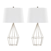 Pair of Lumi Source Diana contemporary table lamps with polished nickel and black satin finishes, featuring sleek modern design.