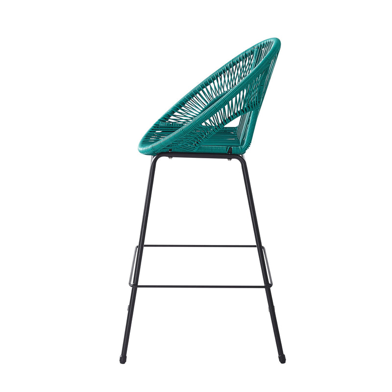 Set of two Noble House Ferrara outdoor patio barstools with metal frames and cushioned seats for garden or patio use.