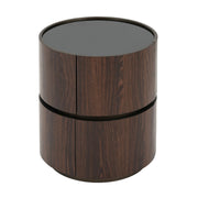 Elegant Italian High Grade Double Layer Storage Round Side Table - Brown / Black - R&R Furniture Gallery (Fountain Valley, CA)