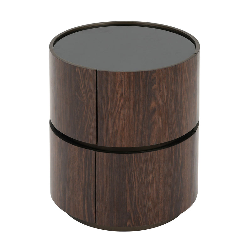 Elegant Italian High Grade Double Layer Storage Round Side Table - Brown / Black - R&R Furniture Gallery (Fountain Valley, CA)