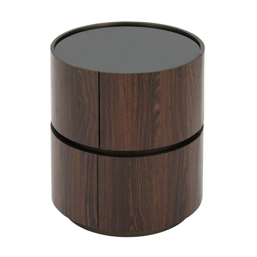 Elegant Italian High Grade Double Layer Storage Round Side Table - Brown / Black - R&R Furniture Gallery (Fountain Valley, CA)