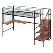 Loft Bed With Desk And Grid, Stylish Frame With Lateral Storage Ladder And Wardrobe - R&R Furniture Gallery (Fountain Valley, CA)