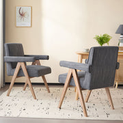 Contemporary Poppy Fabric Dining Armchair With Rubberwood Legs - R&R Furniture Gallery (Fountain Valley, CA)