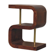 S Curve Brass Bedside Table - Dark Brown - R&R Furniture Gallery (Fountain Valley, CA)