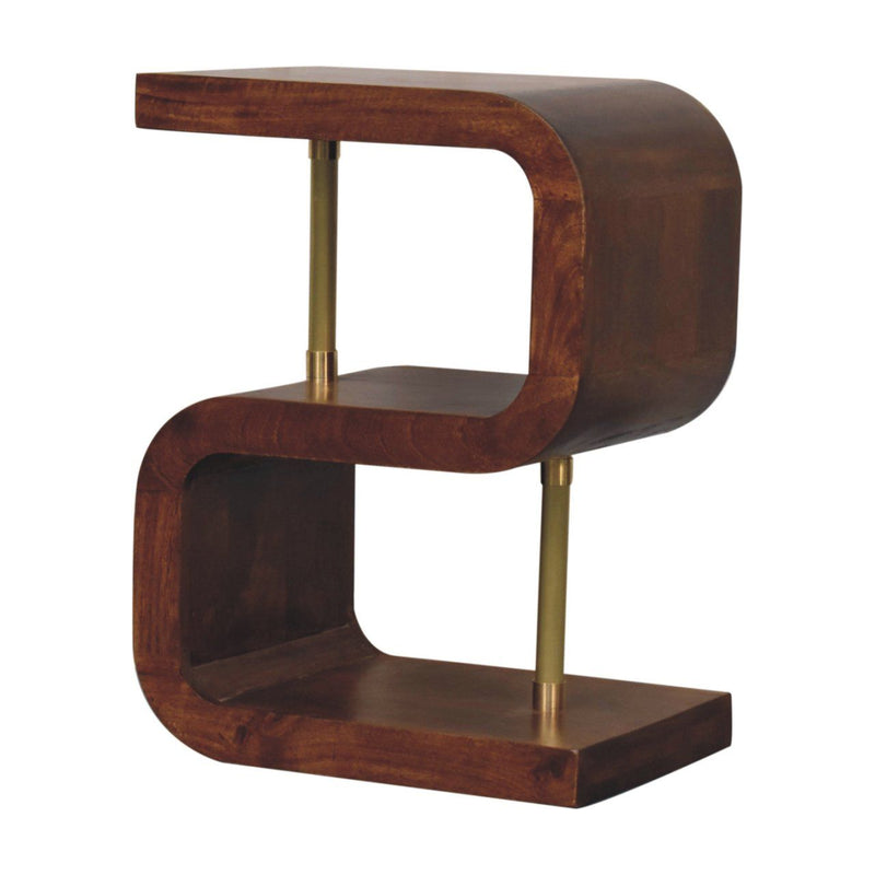S Curve Brass Bedside Table - Dark Brown - R&R Furniture Gallery (Fountain Valley, CA)