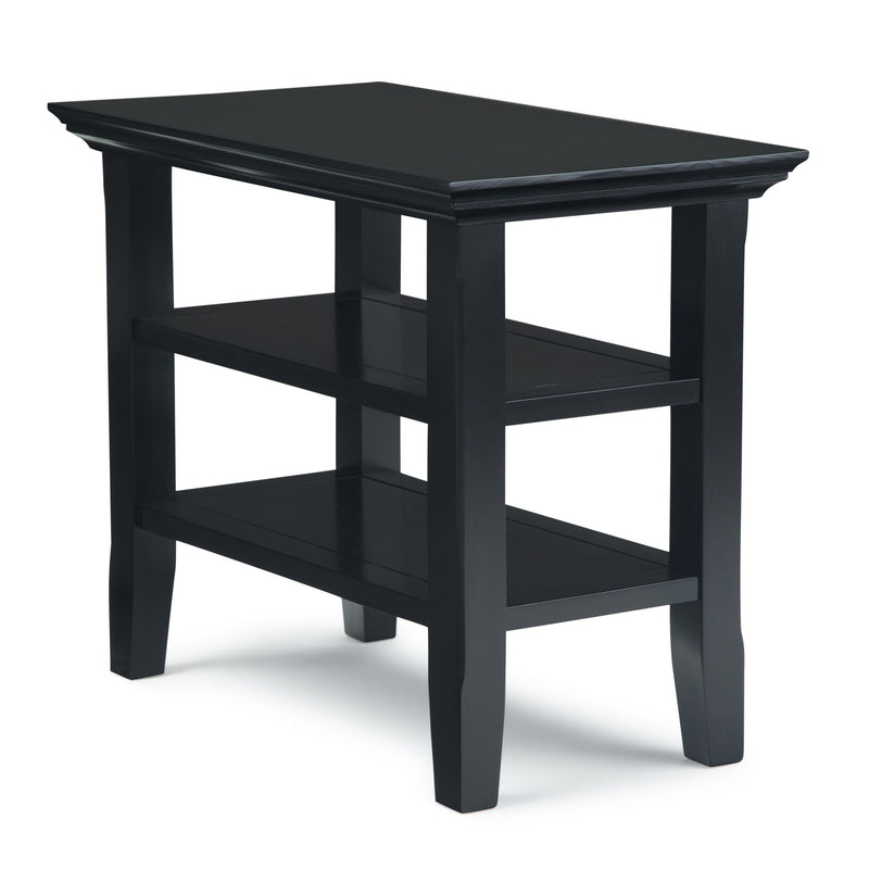 Handcrafted Acadian narrow side table by Simpli-Home with a wooden finish, featuring a simple, elegant design for living spaces.