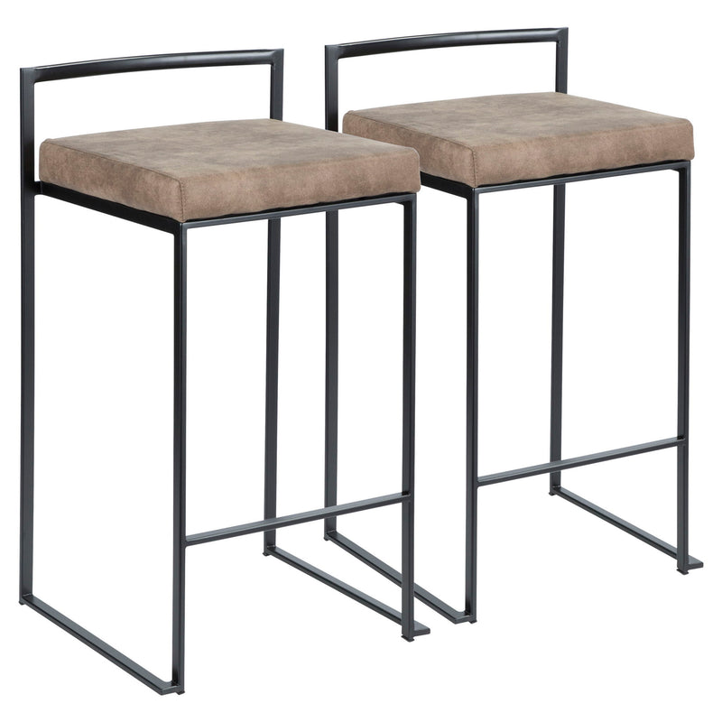 Lumi Source Fuji contemporary style stackable counter stool set with sleek design and modern wooden finish, perfect for kitchen or bar area.