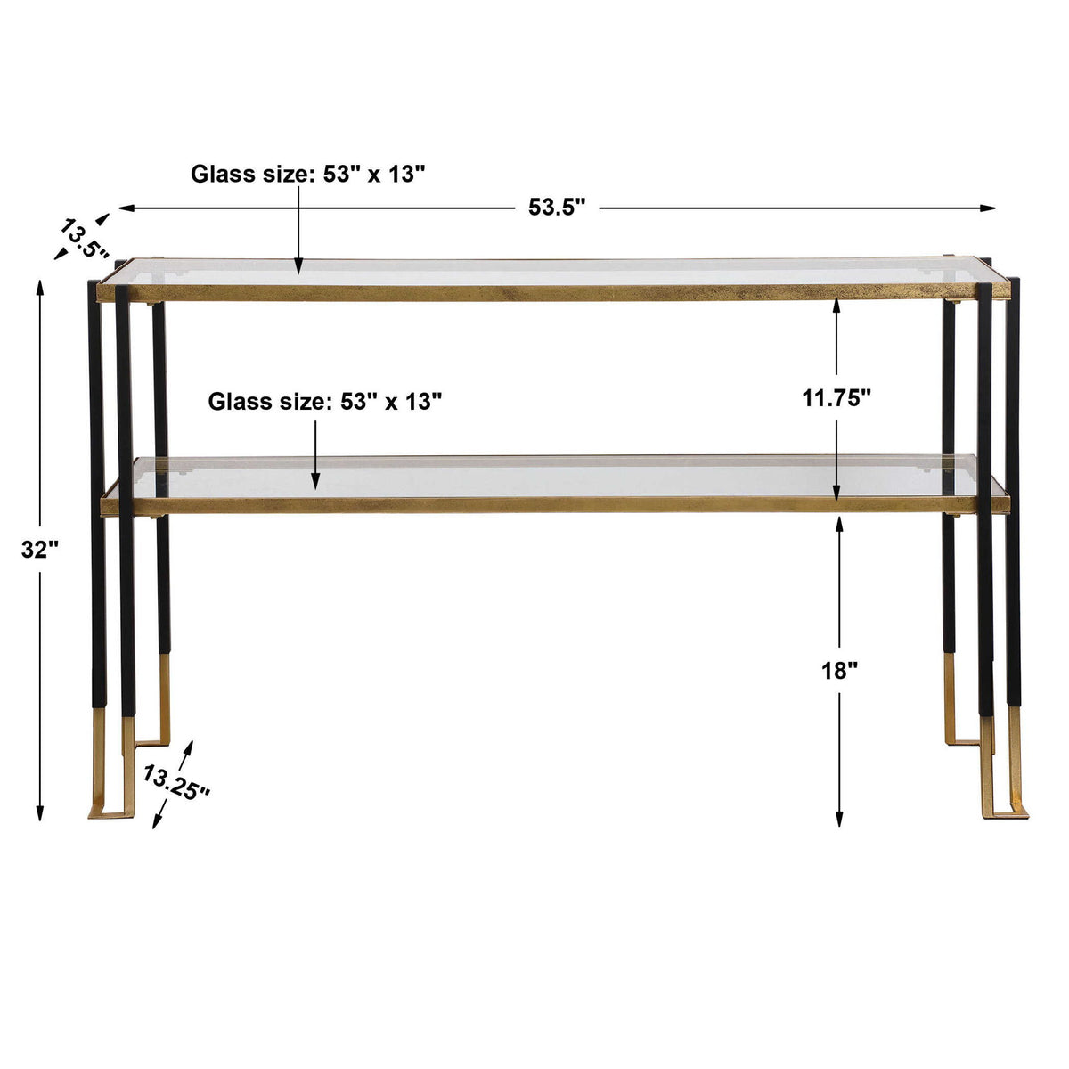 Uttermost Kentmore glass console table with sleek metal frame and clear glass top, modern style for entryways or living rooms.