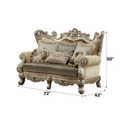 Ranita - Loveseat With 6 Pillows - Fabric & Champagne - R&R Furniture Gallery (Fountain Valley, CA)