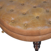 Buffalo - Round Ottoman With Castor Legs - Brown - R&R Furniture Gallery (Fountain Valley, CA)