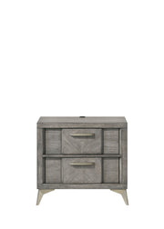 2 Drawer Night Bookmatched Veneers - Gray - R&R Furniture Gallery (Fountain Valley, CA)