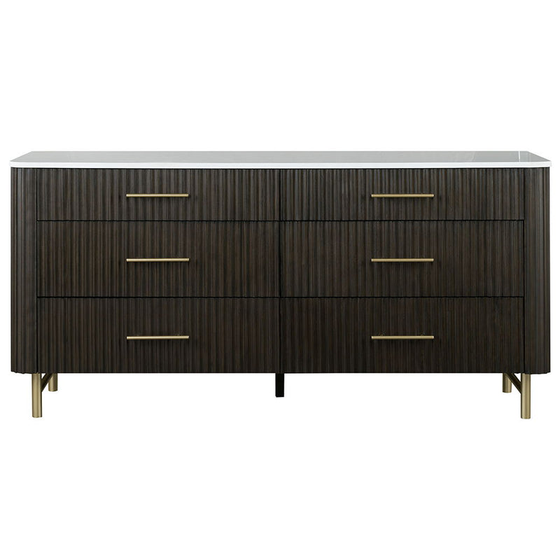 Clayten - Dresser - Marble Top & Espresso - R&R Furniture Gallery (Fountain Valley, CA)
