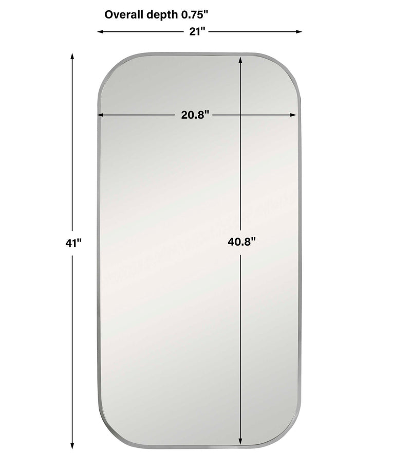 Uttermost Taft wall mirror with a sleek, modern frame hanging on a wall, showcasing its stylish design and reflective surface.