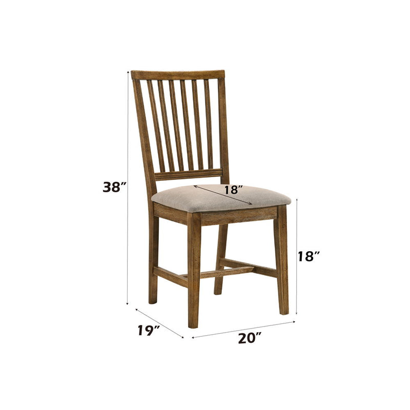 Wallace II - Side Chair (Set of 2) - Tan Linen & Weathered Oak - R&R Furniture Gallery (Fountain Valley, CA)