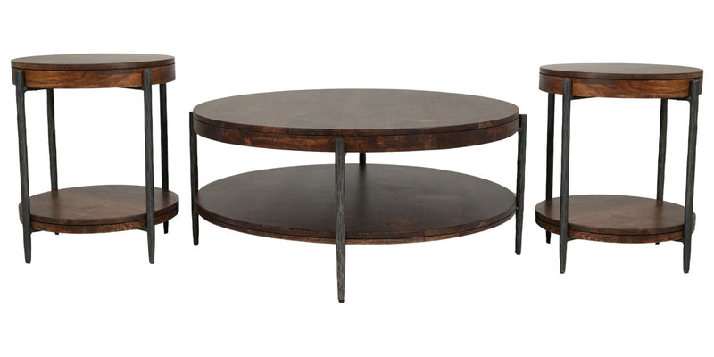 Bengal - 41" Round Cocktail Table With 2 End Tables - Hickory Brown - R&R Furniture Gallery (Fountain Valley, CA)