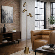 Lumina - Floor Lamp With Rotary Switch Triple Spots Cone Base - Gold - R&R Furniture Gallery (Fountain Valley, CA)