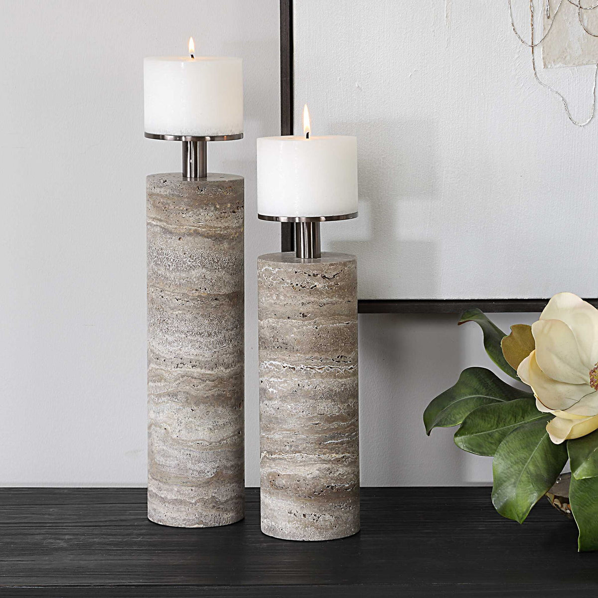 Shadowstone - Candleholders (Set of 2) - Gray