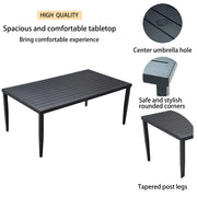Life Outside outdoor patio dining table with tapered feet and umbrella hole, ideal for outdoor dining and entertaining.
