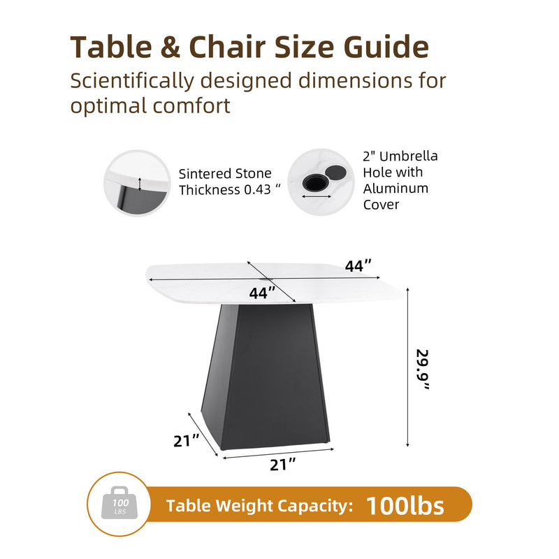 Rounded Square Outdoor Pedestal Dining Table - R&R Furniture Gallery (Fountain Valley, CA)