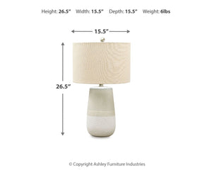 Shavon - Ceramic Table Lamp  - Beige / White - R&R Furniture Gallery (Fountain Valley, CA)