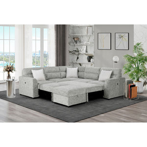 Emiliano - Sectional Sofa With 3 Pillows - Nickel